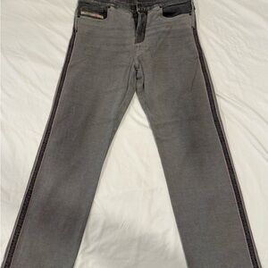 Diesel Gray Men's Jeans with Black and Red Details